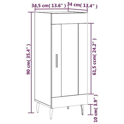 Dressoir 34,5x34x90 cm bewerkt hout betongrijs
