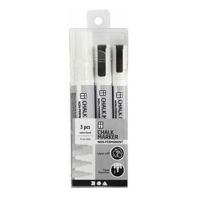 Creativ Company Krijtstiften, lijndikte 3+6+15 mm, wit, 3 stuk/ 1 doos