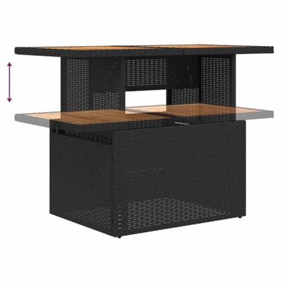6-delige Loungeset met kussens poly rattan zwart