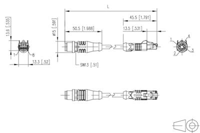 Metz Connect 142M4D15020 M12 Netwerkkabel, patchkabel CAT 5e S/UTP 2.00 m Groen PUR-mantel, Zuurbestendig, Ozonbestendig, UV-bestendig, Geschikt voor