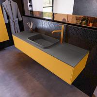 Badkamermeubelset Mondiaz Erin 150 cm met 1 Lade met RIDGE Wastafel Midden Dark grey met 1 kraangat Greeploos Mat Ocher - thumbnail