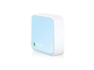 TP-Link TL-WR802N N300 WLAN Nano Router (draagbaar, accesspoint, tv-adapter, repeater, router, client, 300 Mbit/s (2,4GHz), media, FTP server), blauw/wit