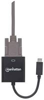 Manhattan 151771 USB / VGA Adapter [1x USB 3.2 Gen 2 stekker C (USB 3.1) - 1x VGA-bus] Zwart Kleurcodering, Flexibel, Folie afscherming, UL gecertificeerd, - thumbnail