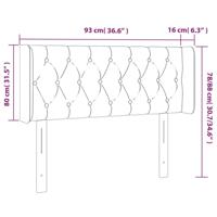 Hoofdbord met randen 93x16x78/88 cm stof taupe - thumbnail