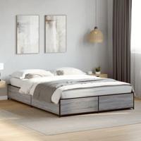 Bedframe bewerkt hout metaal grijs sonoma eiken 120x190 cm - thumbnail