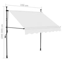 Luifel handmatig uittrekbaar met LED 150 cm crme - thumbnail