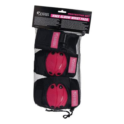 Street Rider skate beschermset 6 delig roze/zwart medium