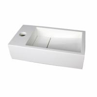 Fontein Luca Sanitair 35x18x9 cm Solid Surface Met Kraangat Links Of Rechts Mat Wit Luca Sanitair - thumbnail