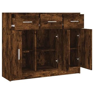 Dressoir 91x28x75 cm bewerkt hout gerookt eikenkleurig