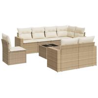8-delige Loungeset met kussens poly rattan beige - thumbnail
