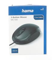 Hama MC-100 Muis USB Optisch Zwart 3 Toetsen 1000 dpi - thumbnail