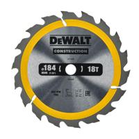 DeWALT Cirkelzaagblad voor Hout | Construction | Ø 184mm Asgat 16mm 18T - DT1938-QZ - thumbnail