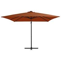 VidaXL Zweefparasol met led-verlichting 250x250 cm terracottakleurig - thumbnail