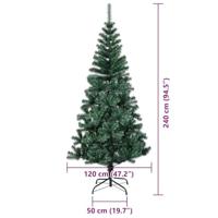 VidaXL Kunstmatig voorverlicht kerstboom groen 240 cm pvc en metaal - thumbnail