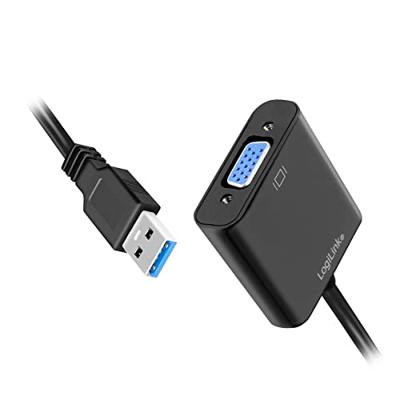 LogiLink UA0231 USB / VGA Adapter [1x USB 3.2 Gen 1 stekker A (USB 3.0) - 1x VGA-bus] Zwart 10.00 cm