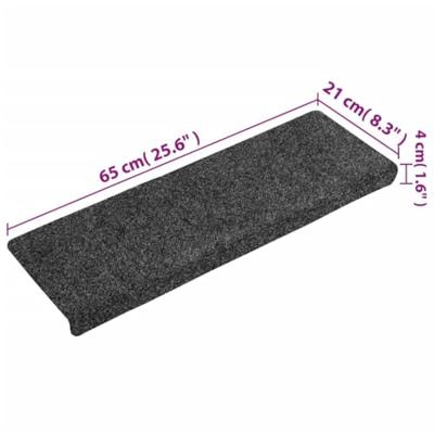 VidaXL Trapmatten zelfklevend 15 stuks 65x21x4 cm grijs rechthoekige rand VidaXL Trapmatten zelfklevend 15 stuks 65x21x4 cm grijs rechthoekige rand