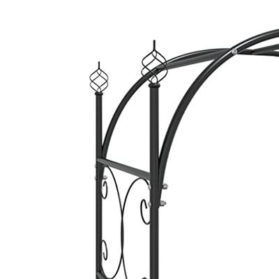 Tuinboog met poort 108x45x235 cm staal zwart