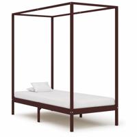 Hemelbedframe massief grenenhout donkerbruin 90x200 cm - thumbnail