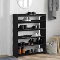 Schoenenrek 80x25x100 cm bewerkt hout zwart - thumbnail