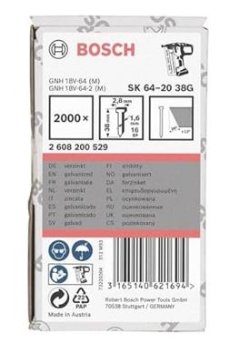 Bosch Accessories 2608200529 Nagel met verzonken kop SK64 Afmeting, lengte 38 mm 2000 stuk(s)