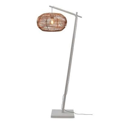 GOOD&MOJO Vloerlamp 'Madeira' Bamboe en rotan, 176cm, kleur Naturel/Wit