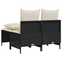 4-delige Loungeset met kussens poly rattan zwart - thumbnail