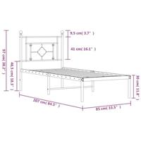 Bedframe met hoofdbord metaal wit 80x200 cm - thumbnail
