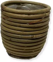 Rotan Ballon plantenmand 7x8cm - thumbnail