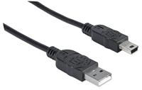 Manhattan USB-kabel USB 2.0 USB-A stekker, USB-mini-B stekker 1.80 m Zwart Vergulde steekcontacten, UL gecertificeerd 333375-CG - thumbnail