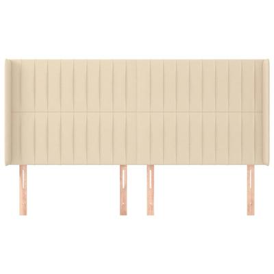 Hoofdbord met randen 163x16x118/128 cm stof crèmekleurig