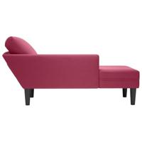 Chaise longue met kussen en rechterarmleuning fluweel wijnrood - thumbnail
