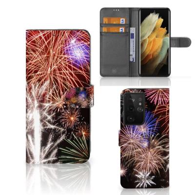 Samsung Galaxy S21 Ultra | Wallet Case | met Pasjes | Vuurwerk