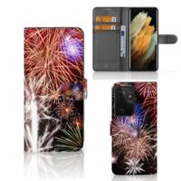 Samsung Galaxy S21 Ultra | Wallet Case | met Pasjes | Vuurwerk - thumbnail