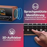 Albrecht DR 866 Radio DAB+, FM AUX, Bluetooth, DAB+, FM Voelbare toetsen, Spraakfunctie, Wekfunctie Walnoot - thumbnail