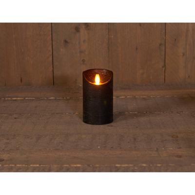 Anna&apos;s Collection LED kaars flame effect rustiek 7.5x12.5cm zwart 1 stuks