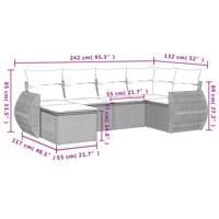 6-delige Loungeset met kussens poly rattan zwart - thumbnail