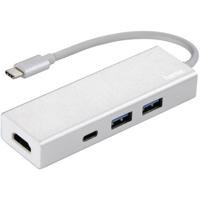 Hama USB 3.1 Type-C Hub, 3-voudig, met HDMI-poort (2x USB-A, 1x USB-C, 5 Gbit/s Super-Speed, 4K Ultra HD, voor PC/Mac/Laptop/Tablet m. USB-C/Thunderbolt 3, aluminium) externe USB-verdeler, - thumbnail