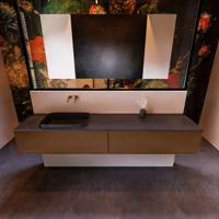 Badkamermeubelset Mondiaz Erin 200 cm met 2 Lades met RIDGE Wastafel Links Urban Zonder Kraangaten Greeploos Mat Rust - thumbnail