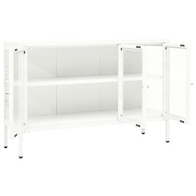 Dressoir 105x35x70 cm staal en glas wit
