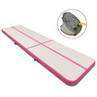 VidaXL Gymnastiekmat met pomp opblaasbaar 600x100x15 cm pvc roze - thumbnail