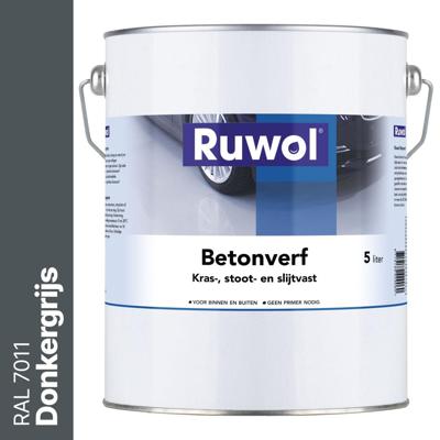 Ruwol Betonverf Donkergrijs (RAL 7011) 5 liter