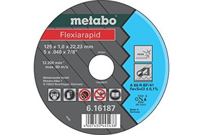 Metabo 616187000 Doorslijpschijf recht 125 mm 25 stuk(s) Blik, Profiel