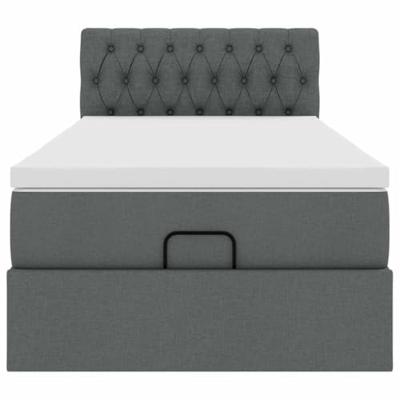 Ottoman bed met matras en LED's 100x200cm stof donkergrijs