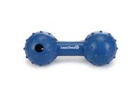 Rubber hondenspeeltje halter met bel massief blauw 11.5 cm - thumbnail