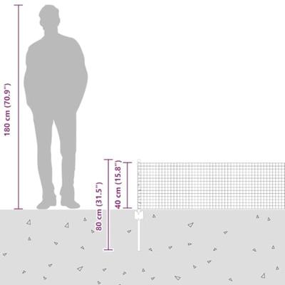 VidaXL Hek met paal zilver 0,4 x 25 m staal