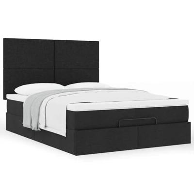 Ottoman bed met matras 140x190cm stof zwart