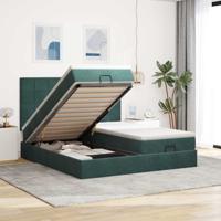 Ottoman bed met matrassen 180x200cm fluweel donkergroen - thumbnail