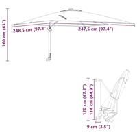 Tuinparasol Taupe en Zwart 248.5 x 247.5 x 160 cm - thumbnail