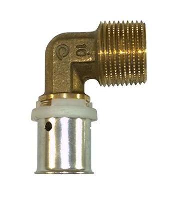 Kirchhoff Messing overgangshoek 90°, blank, 20 mm x 3/4"ET, persfitting voor meerlagenbuis - 988715355