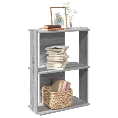 Boekenkast 3-laags 60x30x80 cm bewerkt hout grijs sonoma eiken